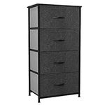 YITAHOME Chest of Drawers, Fabric 4-Drawer Storage Organizer Unit for Bedroom Living Room Closet, Sturdy Steel Frame, Easy Pull Fabric Bins & Wooden Top, Fabric Dresser, Black Grey