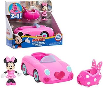 Just Play Disney Junior Mickey Mouse Funhouse Transforming Vehicle, Minnie Mouse, Pink Toy Car, Preschool, by