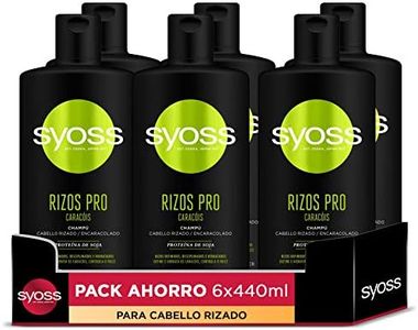 Syoss Rizos Pro Champú para cabello rizado y ondulado (6 x 440 ml), fórmula profesional con ingredientes naturales y efecto anti frizz, apto para el método curly