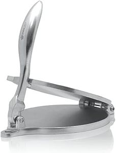 Mahlzeit Tortilla Presse à tortilla Ø 20 cm en aluminium | avec papier sulfurisé | Presse Taco légère | Pour tortillas, tostones, Quesadillas, Roti, Empanadas, Maistortilla, Mini Flatbread et Areca