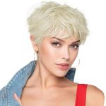 QUEENTAS Short Blonde Hair Wig for Women Full Head Synthetic Hair Wigs Halloween Cosplay Diwali