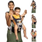 Baybee Ergo+ 9 in 1 Baby Carrier Bag with Hip Seat, Adjustable Baby Carry Bags with 9 Carry Position & Safety Belt | Front & Back Carry Kangaroo Sling Bag for 0 to 3 year Baby New born Toddler (Blue)