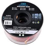 50ft (15m) Pro Series 14 Gauge AWG 99.9% Oxygen Free Copper Speaker Wire Cable with Clear PVC Jacket & Polarity Stripe (50 Feet / 15 Meter) Great Use for Home Theater Speakers and Car Speakers