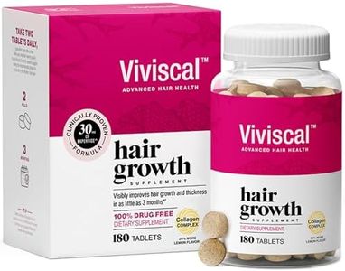 Viviscal Hair Growth Supplements for Women, Thicker Fuller Hair Support for Thinning Hair and Hair Loss, with Biotin and Marine Collagen, Drug-Free, 180 Tablets, 90-Day Supply