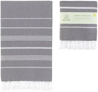 WETCAT Turkish Beach Blanket Sandproof (82"x82") 100% Turkish Cotton, Made in Turkey - Sand Free, Ultra Soft, Extra Large Throw for Picnic – Dark Gray