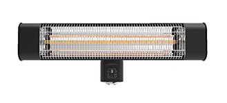 Devola Platinum Electric Patio Heater Wall Mounted 2400W | IP65 Rated Waterproof | Carbon Fibre Elements & Timer | 3 Heat Settings (800W/1600W/2400W) | Remote Control Included | Black (DVPH24PWMB)