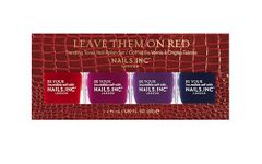 Nails.INC Leave Them On Red Nail Polish Set, Long Lasting Nail Color, Cruelty Free, Vegan, Includes Strand Lane, Montreal Place, Waterloo Bridge, and Temple Place