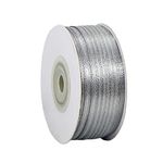 3mm Gray Ribbon Thin Silver Halloween Ribbon Birthday Gift Wrapping Ribbon 91m, 0.1 inch Thin Silver Satin Ribbon for Gift Wrapping Halloween Cake Craft Bouquet Wedding Car Decoration Ribbon