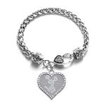 Inspired Silver - Cheerleader - Gray Braided Bracelet for Women - Silver Open Heart Charm Bracelet with Cubic Zirconia Jewelry