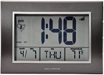 AcuRite Atomic Alarm Clock with Date, Day of Week and Temperature, 0.5, Grey