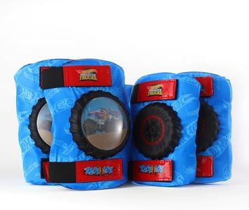Hot Wheels Elbow and Knee Pads for Kids, Protective and Comfortable Outdoor Gear Set for Ages 3+ with Adjustable Velcro Straps, Shock Absorption, Bike Knee Pads for Boys and Girls