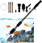 Aquarium Gravel Cleaner with Strong Suction USB Electric Fish Tank Cleaning Tools 6 in 1 Fish Tank Gravel Cleaner Automatic Vacuum Cleaner Kit for Wash Sand Water Changing