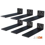 NEODROP 6-Pack 4 Inch Floating Shelf Brackets, Heavy Duty Hidden Shelves Bracket for Small Shelf, Kitchen Shelf, Nursery Shelf, Black Powder Coated Steel