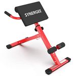 Synergee Roman Chair. Red Coated Steel Hyperextension Machine. GHD Ab Bench for Lower Back Workout, Hyper Exercises.