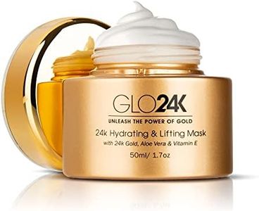 GLO24K Hydrating and Lifting Mask with 24k Gold, Aloe Vera, Peptides, and Vitamins. For Hydration Boost and Lifting Effect that Generates a Glowing, Radiant Complexion and Silky-Smooth Skin.