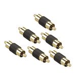 VCE 6 Pack Gold Plated RCA Male to Male RCA Coupler Connector