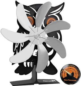 Tanfix 7 Blade Wood Stove Fan Heat Powered Owl Design Fireplace Fan with Thermometer Silent Efficient Warm Air Circulation Durable Heat Powered Stove Fan for Wood Burners