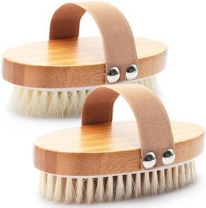 FREATECH 2 Pack Dry Brushing Body Brush Set for Lymphatic Drainage, Blood Circulation, Remove Dry Skin, Cellulite with Soft & Stiff Bristles, Wet or Dry brushing for All Kinds of Skin