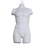 Display Guru Adult Male Full Size Hanging Body Form Display Mannequin Body Form Mannequin Display Form Ideal for Shop Display, Market Traders (White)