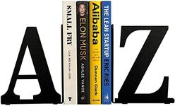 HeavenlyKraft Metal Bookends, Alloy Steel, Black, 2 Pieces, Decorative-bookends