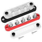 DAIERTEK 12V Bus Bar 5 x 5/16" (M8) Terminal Studs 12V Power Distribution Block with Cover Max 300V AC 48V DC Positive & Negative Battery Distribution Block for Automotive Car Boat