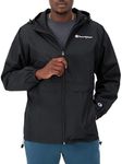 Champion Men's Water-Resistant Hooded Jacket, Zip-Front Wind- and Water-Resistant Hooded Jacket, Black Small Script, Large