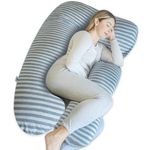 Pharmedoc Pregnancy Pillows, U-Shape Full Body Pillow -Removable Jersey Cotton Cover - Silver Moon - Pregnancy Pillows for Sleeping - Body Pillows for Adults, Maternity Pillow and Pregnancy Must Haves