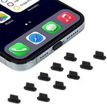 CaseBuy 10x Anti Dust Plugs for iPhone 14, 14 Pro Max, 13, 13 Pro, 12, 12 Pro Max, 11, 11 Pro, X, XS, XR, 8, 7, iPhone Charging Port Dust Cover | Silicone iPhone Dust Plugs, Black