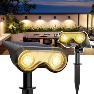 PATIOPIA Solar Spot Lights Outdoor, 2 Pack IP67 Waterproof 3 Lighting Modes Landscape Spotlights for Yard Garden Yard Pool Pathway Fence House Garage
