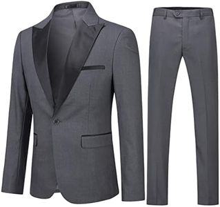 YOUTHUP Trajes de hombre de 2 piezas Slim Fit Peak Solapa 1 botón Blazer y pantalones Moda Noche Esmoquin Traje, gris, 3XL