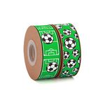 Meseey 2 Rolls 20 Yards Sport Ball Ribbon3/4Inch Fabric Ribbons for Wreath Gift Wrapping Sport Team Party Decor (Soccer)