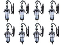 Kiyah Lights B22 Holder Cast Aluminium Black Texture Finished Standard Garden Light Wall Illumination for Patio, Porch & Balcony l Pack of 8