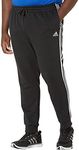 adidas Men's Standard Essentials Fleece Tapered Cuff 3-Stripes Pants, Black/White, 4X-Large