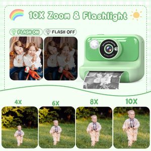 Hangrui Kids Instant Print Camera, 1080P, 32GB, 3 Photo Rolls – Green