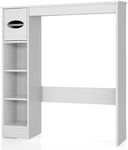 RELAX4LIFE Freestanding Over-The-Toilet Shelf, Bathroom Storage Rack with Paper Roll Holder & Adjustable Shelves, Space-Saving Tissue Cabinet Laundry Unit over Washing Machine (White)