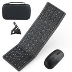 Foldable Keyboard and Mouse for Laptop, Travel Bluetooth Folding Keyboard Mouse with Portable Case, Rechargeable Keyboard for Business, 2.4G & Bluetooth, for iPad Tablets Laptop iOS Android (Black)