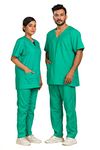 HOSPRIQS Hospital Uniform for Doctors, Uniforms Medical Apron Lab Coat, Nurses and Dentists (V Neck Scrub Suit-Green, 2XL)