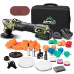 BATOCA S4 Cordless Mini Car Polisher Buffer Sander Rotary Dual Action Polishing Machine Brushless Motor 2 2.5Ah Battery for Car Detailing Polish 1inch 3inch Buffing Kit 4 Speed 2000-5500PRM 12mm Orbit