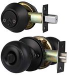 6 Pack Solid Steel Keyed Entry Door Knobs and Double Cylinder Deadbolt Lock Combo Set for Front and Exterior Doors, Keyed Alike, Matte Black Finish