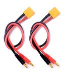 2 Pack XT90 Connector Charging Cable to 4mm Banana Plugs Adapter Charger Wire 30cm 11.8inch Lipo Battery Charge Lead for FPV RC Power Supply Helicopter Quadcopter