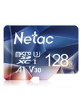 Netac 128GB MicroSDHC Memory Card, Micro SD Card R/W up to 100/50MB/s, TF Card 4K Full HD Video Recording, UHS-I, C10, U3, A1, V30, for Camera, Smartphone, Security System, Drone, Dash Cam, Gopro