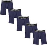 Tommy John Men’s Boxer Briefs 8” Underwear - Second Skin Boxers with 8" Inseam - Navy Blazer, 5 Pack, Medium