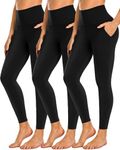 NEW YOUNG 3 Pack Leggings with Pockets for Women,High Waisted Tummy Control Workout Yoga Pants