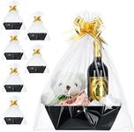 Mimorou 6 Pack Graduation Baskets for Gifts Empty Gift Basket Kit Includes 6 Empty Gift Baskets 6 Clear Gift Bags for Baskets and 10 Pull Bows Gift Packages for Graduation Birthday Party (Black)