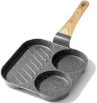 GiPP Non Stick Egg Pan - 3 Section Breakfast Frying Pan, 3-In-1 Divided Grill Pan with Heat-Resistant Handle, 7.9" Omelette Pan Compatible with All Stovetops, PFOA Free, Grey