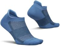 Feetures High Performance Max Cushion Ankle Sock - No Show Socks for Women & Men with Heel Tab - Denim Daze, XL (1 Pair)
