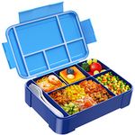 Jelife Bento Box Lunch Box Kids - Large Bento-Style Leakproof Lunch Boxes Kids Lunch Containers with Utensils & 6 Compartments for Back to School, Reusable On-the-Go Meal and Snack Packing, Blue