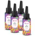 Oytra UV Resin Art Hard Liquid 60 Grams Pack of 4 Crystal Clear Transparent Glossy Finish Casting Coating Polymer Clay DIY Jewellery Craft Ultraviolet Light Cure Decoration for Artists Professionals