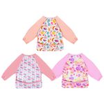 ALVABABY Baby Bibs Long Sleeved Bib 3 Pack Waterproof Adjustable Neckline Snap Bandage Bavoir Manche Longue Bebe Toddler Girl Floral