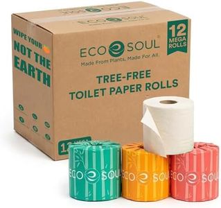 ECO SOUL Bamboo Toilet Paper 12 Mega Rolls 3 Ply, 300 Sheets per Roll | Eco-Friendly Septic Safe Organic Bath Tissues Sustainable Toilet Paper Compostable - FSC Certified